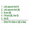 A picture of five numbered sentences and a conclusion, making up an argument.